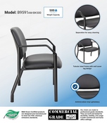 Boss Antimicrobial Guest Chair, 500 lb. weight capacity, B9591AM-BK-500